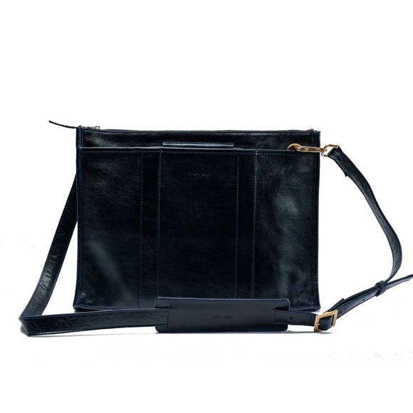 Sabandija Other - Sabandija‎ Black Leather Briefcase – 13" Laptop Bag, Minimalist & Unisex